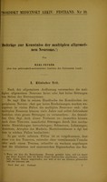 view Beiträge zur Kenntniss der multiplen allgemeinen Neurome / von Karl Petrén.