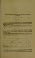 view Some hematological studies in tuberculosis / by G.B. Webb and W.W. Williams.