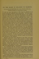 view On the heart in relation to diabetes / by Sir Lauder Brunton.