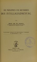 view Die Prinzipien und Methoden der Intelligenzprüfung / von Th. Ziehen.