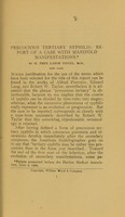 view Precocious tertiary syphilis : report of a case with manifold manifestations / by H. Fred Lange Ziegel.