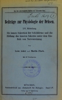 view Die innere Sekretion der Schilddrüse und die Bildung des inneren Sekretes unter dem Einfluss von Nervenreizung / von Leon Asher und Martin Flack.