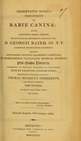 view Dissertatio medica inauguralis de rabie canina ... / eruditorum examini subjicit Thomas Henricus Pemberton, (quondam Pearson).