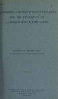 view [Alpha]-p-hydroxy-m-methoxyphenylethylamine and the resolution of [alpha]-p-hydroxyphenylethylamine / by Charles W. Moore.