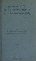 view The orientation of the nitro-group in nitromyristicinic acid / by Arthur H. Salway.