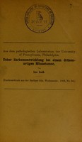 view Ueber Sarkomentwicklung bei einem drüsenartigen Mäusetumor / von Leo Loeb.