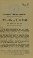 view Humanity and science / by the Right Reverend the Bishop of Ely.