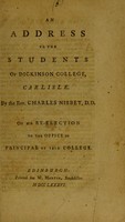 view An address to the students of Dickinson College, Carlisle / by Charles Nisbet.