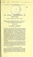 view On spinal anaesthesia by stovaine : with remarks on 1,000 cases / by Frank Cole Madden ; with notes by Hassan Shaheen.