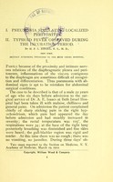 view I. Pneumonia simulating localized peritonitis. II. Typhoid fever observed during the incubation period / by H.F.L. Ziegel.