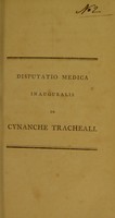 view Disputatio medica inauguralis de cynanche tracheali ... / eruditorum examini subjicit Hugo Lang.