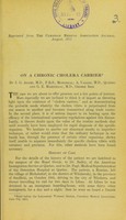 view On a chronic cholera carrier / by J.G. Adami, A. Vallee and G.E. Martineau.