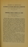 view L'inspection du travail des enfants et des femmes dans les manufactures anglaises / par Alph. Sriber.