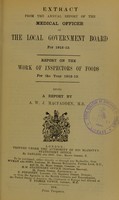 view Report on the work of inspectors of foods for the year 1912-13 / being a report by A.W.J. MacFadden.