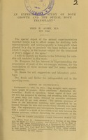 view An experimental study of bone growth and the spinal bone transplant / Fred H. Albee.