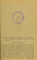 view The synthetical preparation of the d-glucosides of sitosterol, cholesterol, and some fatty alcohols / by Arthur H. Salway.