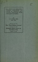 view The effect of intraperitoneal injections of ozone in animals following injections with virulent bacteria / by S.E. Finch.