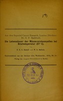 view Die Lebensdauer der Mäusecarcinomzellen bei Bruttemperatur (37° C) / von B.R.G. Russell und W.E. Bullock.