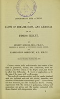 view Concerning the action of salts of potash, soda, and ammonia on the frog's heart / by Sydney Ringer.