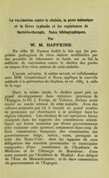 view La vaccination contre le choléra, la peste bubonique et la fièvre typhoïde et les expèriences de bactériothérapie : notes bibliographiques / par W.M. Haffkine.