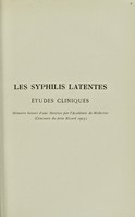 view Les syphilis latentes : études cliniques / par Henri Pied.