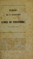 view Recherches sur la constitution des acides du phosphore / par Adolphe Wurtz.