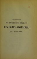 view Considérations sur les principes immédiats des corps organisés / par M. Hiffelsheim.