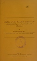 view Syphilis of the vertebral column : its symptomatology and neural complications / by J. Ramsay Hunt.