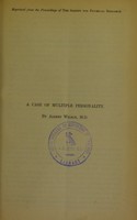view A case of multiple personality / by Albert Wilson.