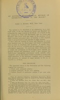 view An accurate microchemical method of estimating sugar in the blood / Albert A. Epstein.