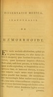 view Dissertatio medica inauguralis, de haemorrhoide ... / eruditorum examini subjicit Henricus Blake.