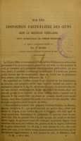 view Sur une disposition particulière des oeufs dans la grossesse gémellaire : (Revue internationale des sciences biologiques) : deux observations / par P. Budin.