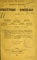 view Nouvelles archives d'obstétrique et de gynécologie. No 8, première année, 25 août 1886.