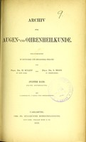 view Archiv für Augen- und Ohrenheilkunde. II. Bd. 1. Abtheilung / herausgegeben in deutscher und englischer Sprache von H. Knapp und S. Moos.