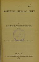 view The horizontal cephalic index / by J.F. Knott.