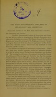 view The First International Congress of Gynaecology and Obstetrics : delegate's report to the New York Obstetrical Society.