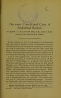 view On some complicated cases of abdominal section / by John D. Malcolm.