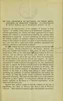 view On the existence of bacteria, or their antecedents, in healthy tissues / by Frederick W. Mott and V. Horsley.