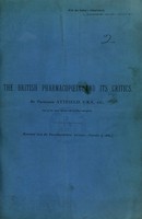 view The British Pharmacopoeia and its critics / by Professor Attfield.