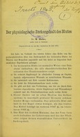 view Der physiologische Zuckergehalt des Blutes / von M. Abeles.