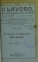 view Il lavoro a domicilio delle guantaie : morbilità, tubercolosi, mortalità / Luigi Carozzi.