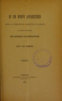 view Di un nuovo apparecchio atto a prelevar campioni d'acqua da strati profondi per ricerche bacterioscopiche / Ugo Passigli.