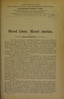 view Missed labour, missed abortion / von Ludwig Kleinwächter.