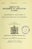 view Life-histories of Indian insects. II. Some aquatic Rhynchota and Coleoptera / by D. Nowrojee.