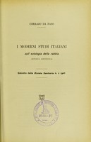 view I moderni studi italiani : sull'eziologia della rabbia (rivista sintetica).