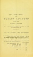 view The annual report of the public analyst appointed for the parish of Kensington : upon the articles analysed under the Sale of Food and Drugs Act 1875, during the year ended 25th March 1886.