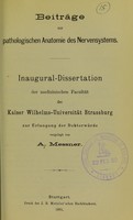 view Beiträge zur pathologischen Anatomie des Nervensystems / A. Messner.