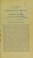 view On the relation between the constiutents of the food and the systems of animals.