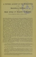 view A further account of the proceedings of the Association of Fellows of the Royal College of Surgeons of England, from March 1890 to June 1892.