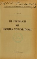 view Die Physiologie der Hocksten Nerventatigkeit  / Prof. I.P. Pavlov.